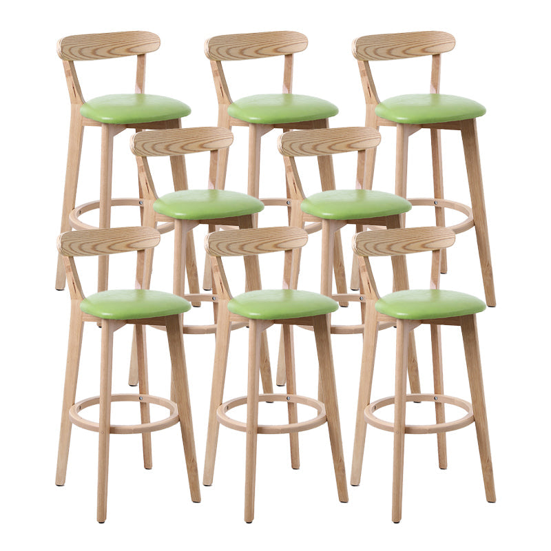 Scandinavische matte afwerking Leer Barstool Rubberwood Home Stool