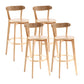 Scandinavian Matte Finish Leather Barstool Rubberwood Home Stool