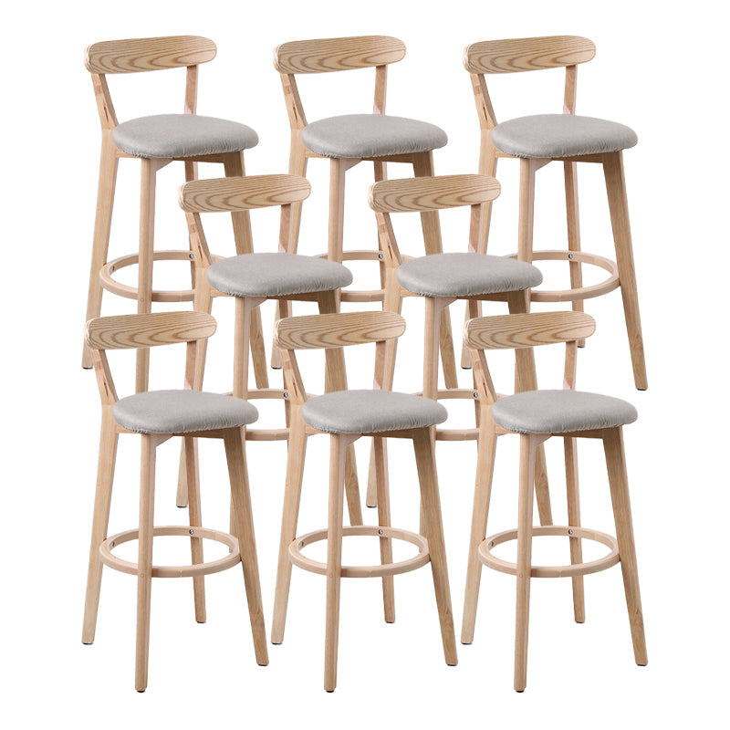 Scandinavian Matte Finish Leather Barstool Rubberwood Home Stool