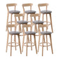 Scandinave Matte Finish Leather Barstool Rubberwood Tabouret