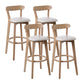 Scandinave Matte Finish Leather Barstool Rubberwood Tabouret