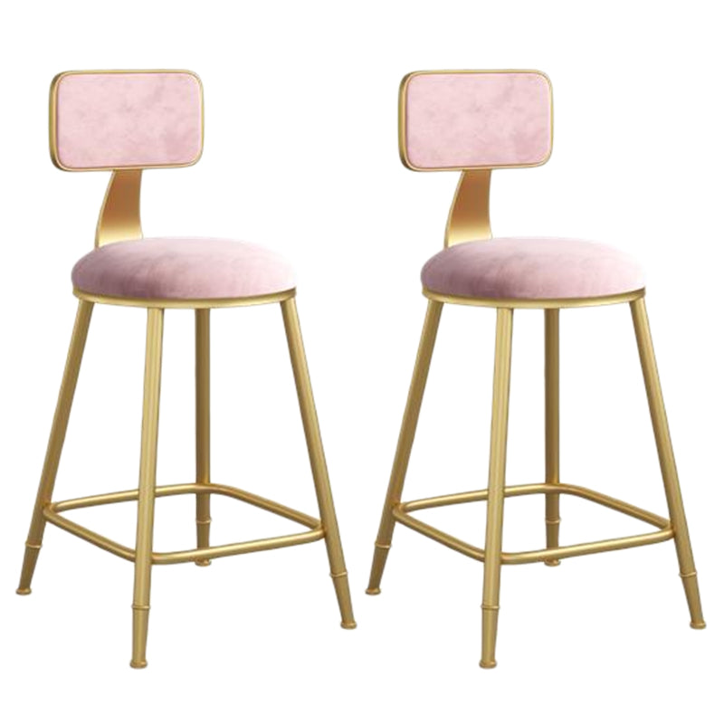 Nordic Armless Backrest Counter Stool Iron Dining Room Bar Stool with Velvet Cushion