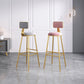 Nordic Armless Backrest Counter Stool Iron Dining Room Bar Stool with Velvet Cushion
