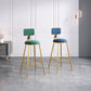 Nordic Armless Backrest Counter Stool Iron Dining Room Bar Stool with Velvet Cushion