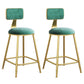 Nordic Armless Backrest Counter Stool Iron Dining Room Bar Stool with Velvet Cushion