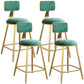 Nordic Armless Backrest Counter Stool Iron Dining Room Bar Stool with Velvet Cushion