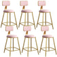 Nordic Armless Backrest Counter Stool Iron Dining Room Bar Stool with Velvet Cushion