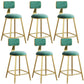 Nordic Armless Backrest Counter Stool Iron Dining Room Bar Stool with Velvet Cushion