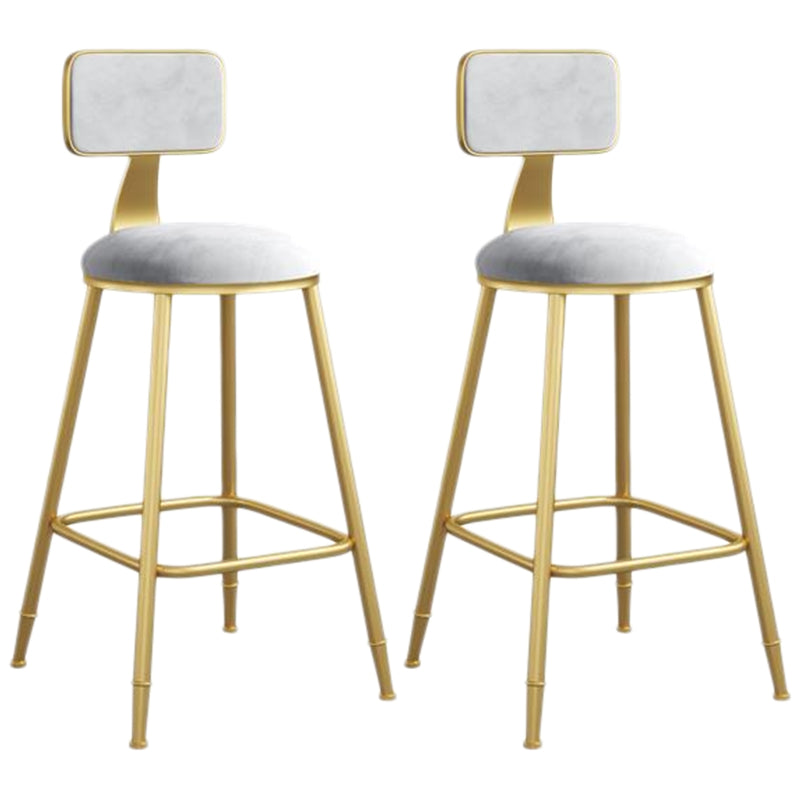 Nordic Armless Backrest Counter Stool Iron Dining Room Bar Stool with Velvet Cushion