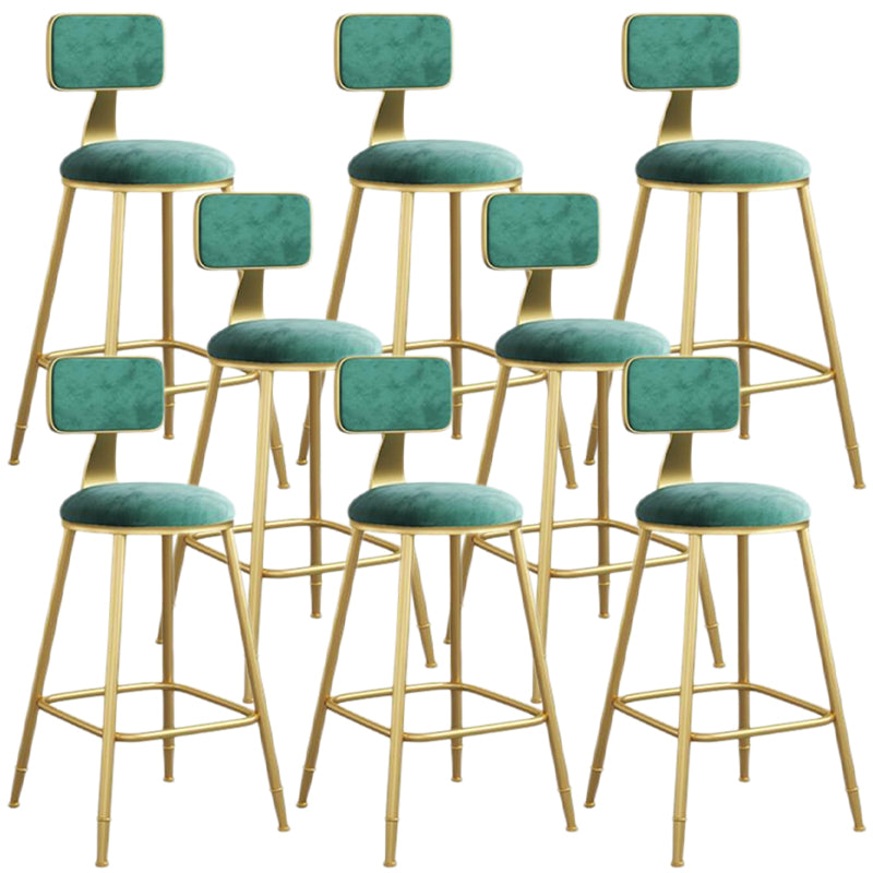 Nordic Armless Backrest Counter Stool Iron Dining Room Bar Stool with Velvet Cushion
