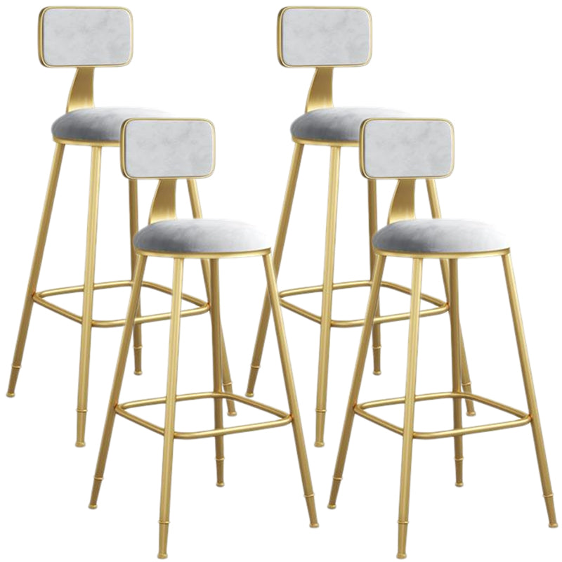 Nordic Armless Backrest Counter Stool Iron Dining Room Bar Stool with Velvet Cushion