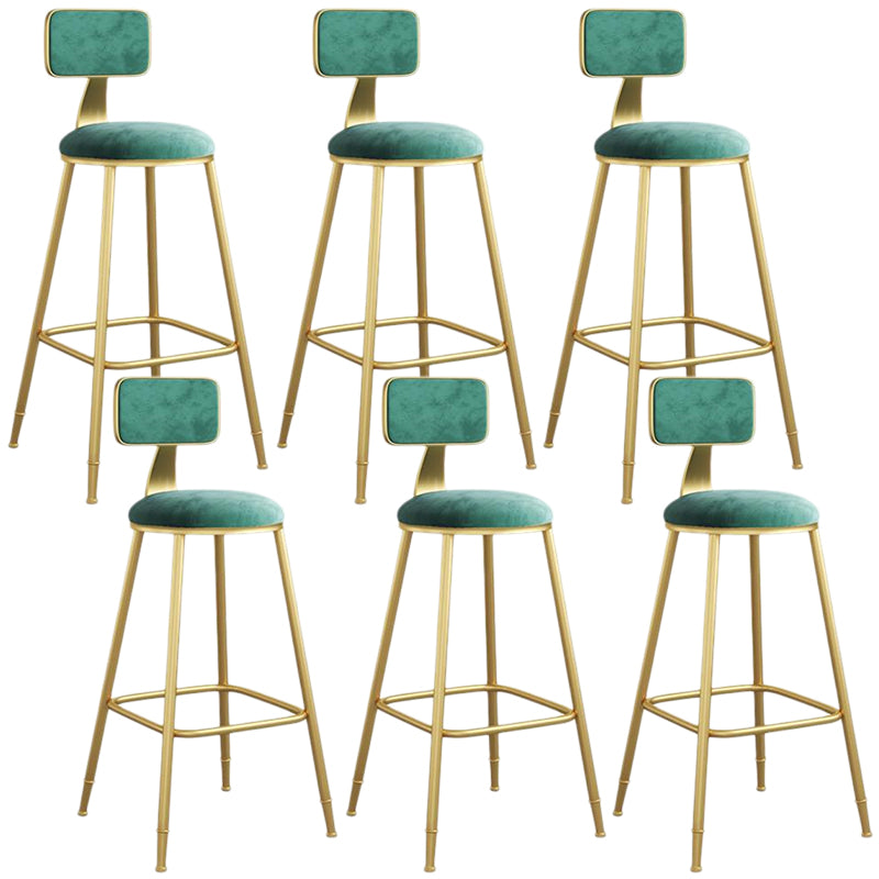 Nordic Armless Backrest Counter Stool Iron Dining Room Bar Stool with Velvet Cushion