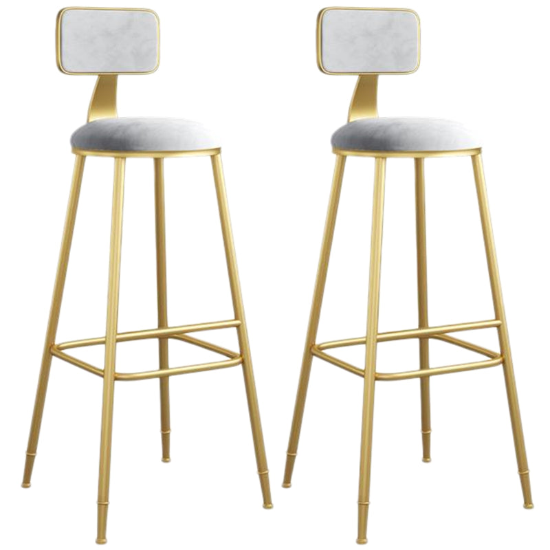Nordic Armless Backrest Counter Stool Iron Dining Room Bar Stool with Velvet Cushion