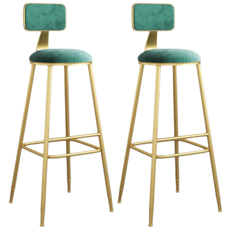 Nordic Armless Backrest Counter Stool Iron Dining Room Bar Stool with Velvet Cushion
