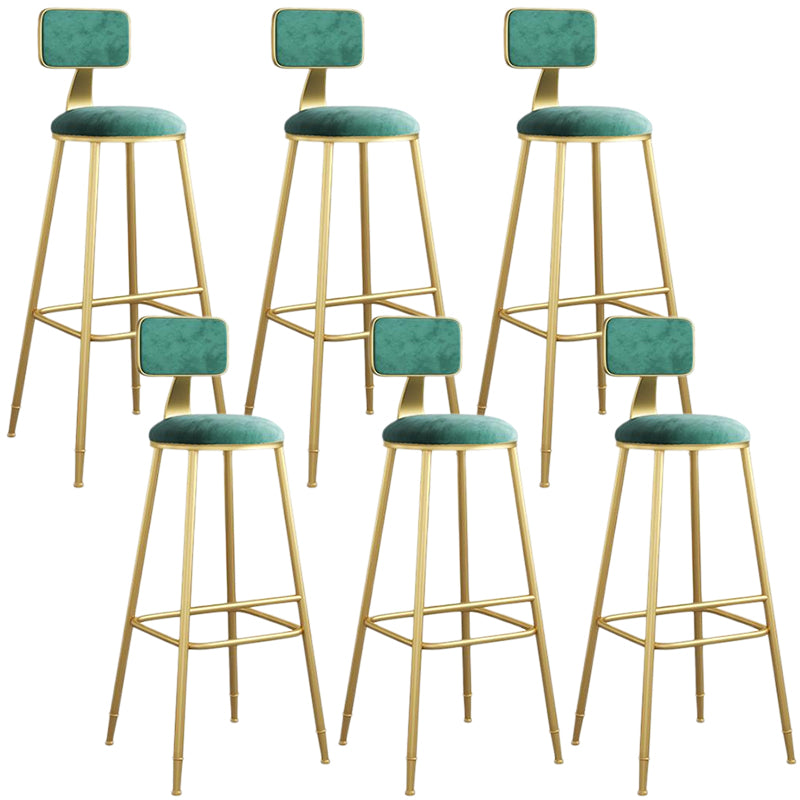 Nordic Armless Backrest Counter Stool Iron Dining Room Bar Stool with Velvet Cushion