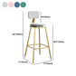 Nordic Armless Backrest Counter Stool Iron Dining Room Bar Stool with Velvet Cushion