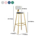 Nordic Armless Backrest Counter Stool Iron Dining Room Bar Stool with Velvet Cushion