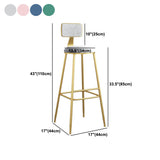 Nordic Armless Backrest Counter Stool Iron Dining Room Bar Stool with Velvet Cushion