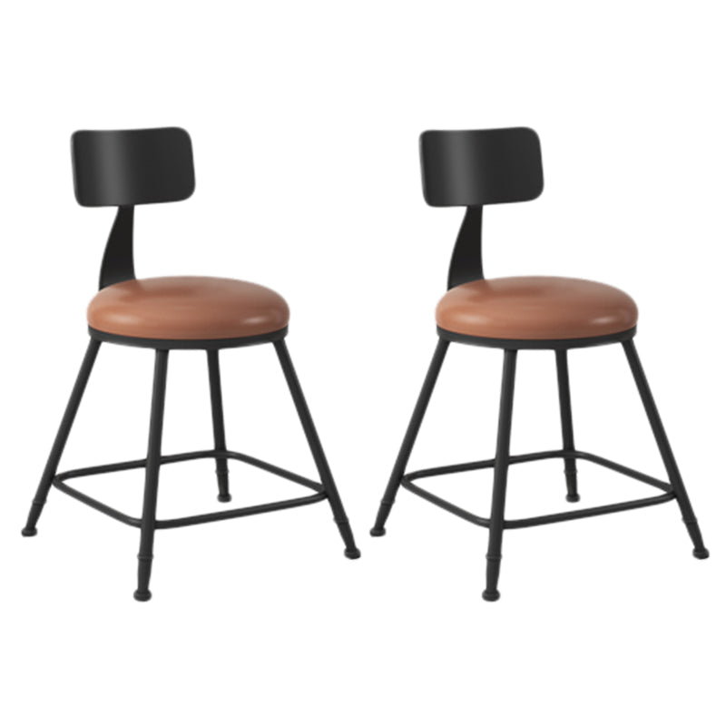 Industrial Armless Backrest Counter Stool Iron Dining Room Bar Stool with Seat and Pedal