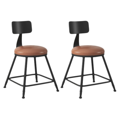 Industrial Armless Backrest Counter Stool Iron Dining Room Bar Stool with Seat and Pedal