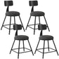 Industrial Armless Backrest Counter Stool Iron Dining Room Bar Stool with Seat and Pedal