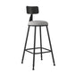 Industrial Armless Backrest Counter Stool Iron Dining Room Bar Stool with Seat and Pedal