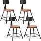 Industrial Armless Backrest Counter Stool Iron Dining Room Bar Stool with Seat and Pedal