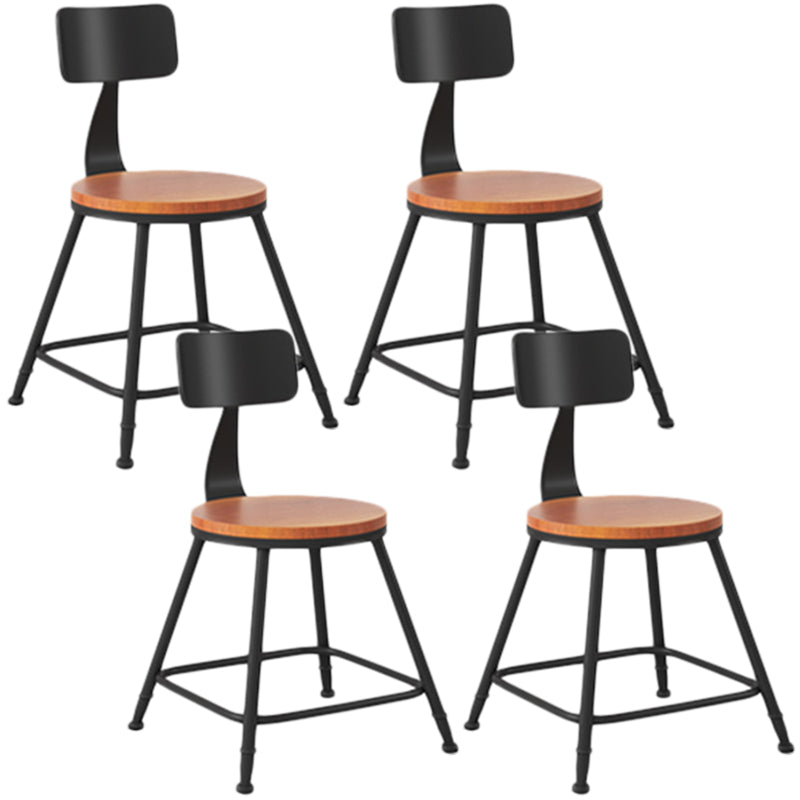 Industrial Armless Backrest Counter Stool Iron Dining Room Bar Stool with Seat and Pedal