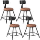 Industrial Armless Backrest Counter Stool Iron Dining Room Bar Stool with Seat and Pedal