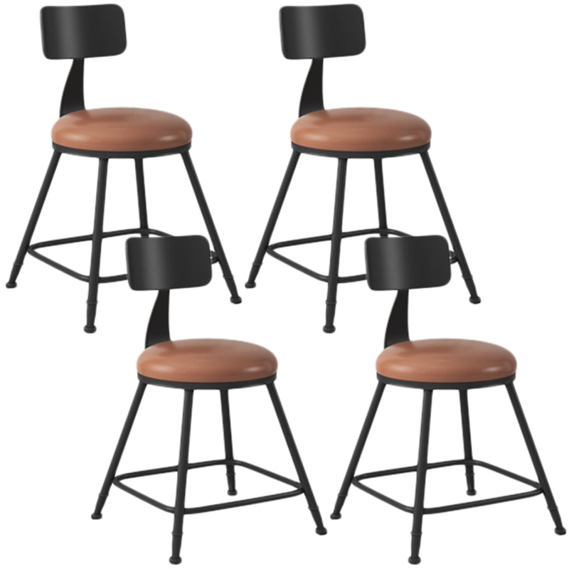 Industrial Armless Backrest Counter Stool Iron Dining Room Bar Stool with Seat and Pedal