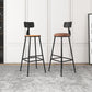 Industrial Armless Backrest Counter Stool Iron Dining Room Bar Stool with Seat and Pedal