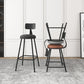 Industrial Armless Backrest Counter Stool Iron Dining Room Bar Stool with Seat and Pedal