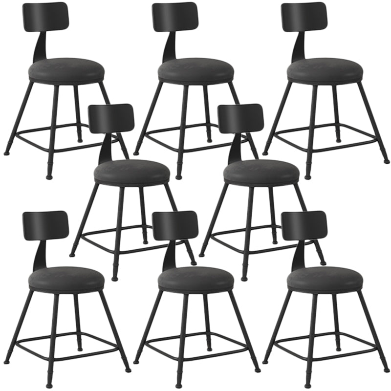 Industrial Armless Backrest Counter Stool Iron Dining Room Bar Stool with Seat and Pedal