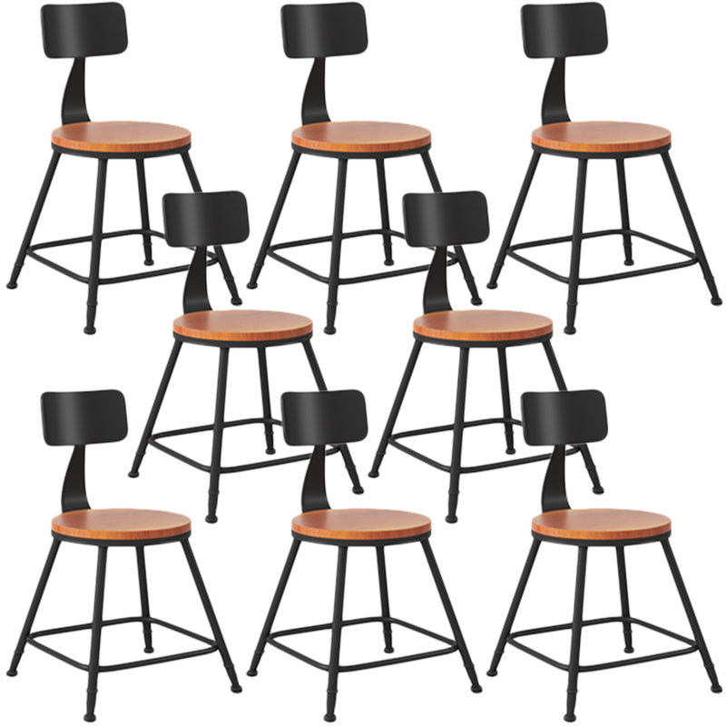 Industrial Armless Backrest Counter Stool Iron Dining Room Bar Stool with Seat and Pedal