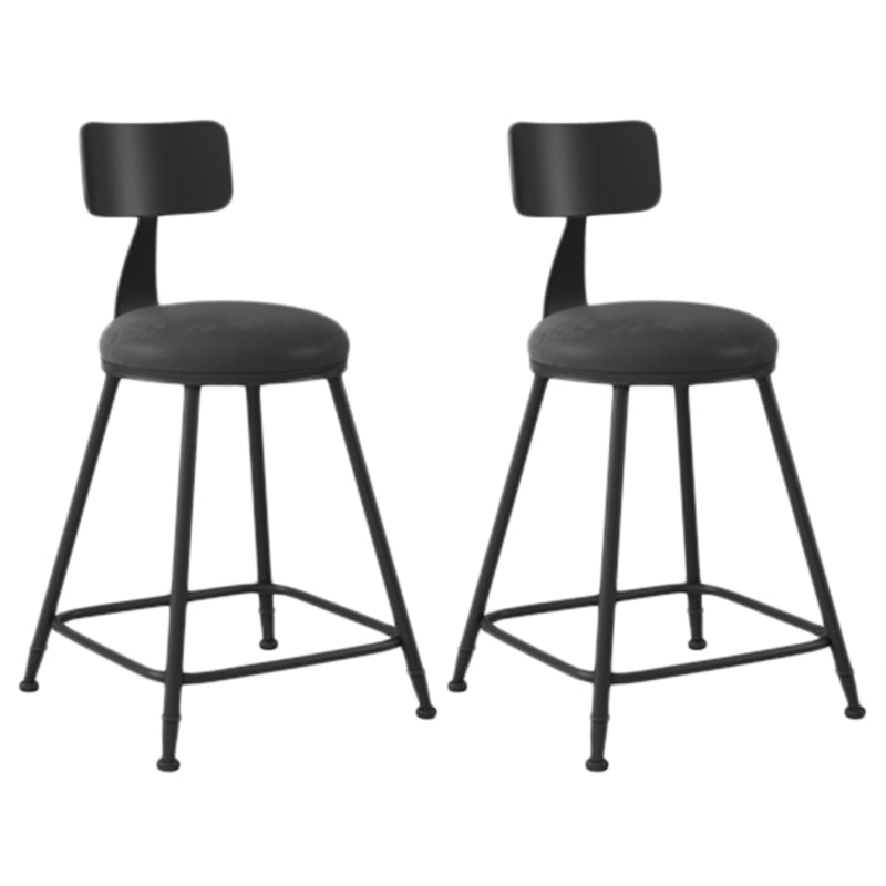 Industrial Armless Backrest Counter Stool Iron Dining Room Bar Stool with Seat and Pedal