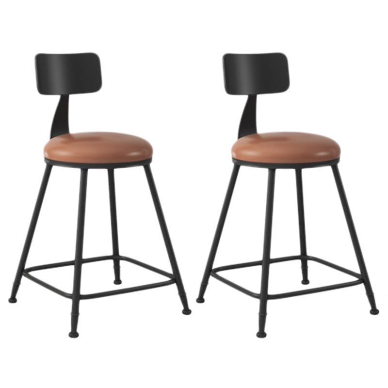 Industrial Armless Backrest Counter Stool Iron Dining Room Bar Stool with Seat and Pedal
