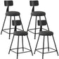 Industrial Armless Backrest Counter Stool Iron Dining Room Bar Stool with Seat and Pedal