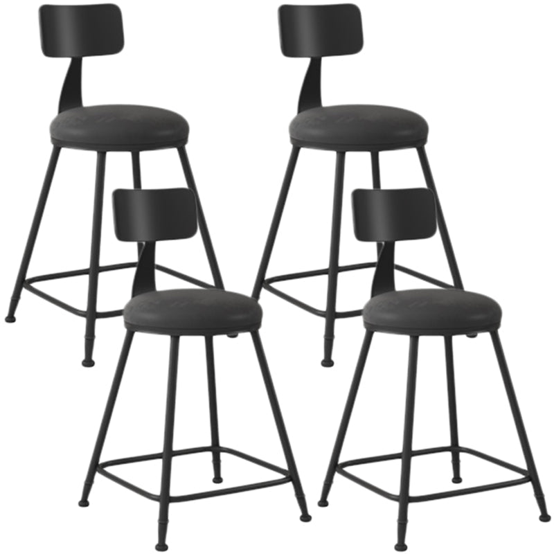 Industrial Armless Backrest Counter Stool Iron Dining Room Bar Stool with Seat and Pedal