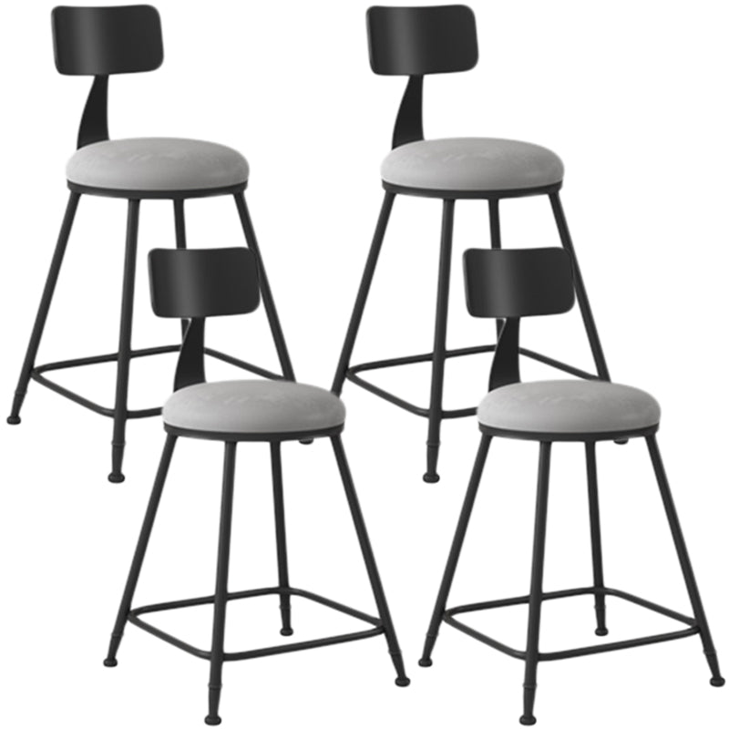 Industrial Armless Backrest Counter Stool Iron Dining Room Bar Stool with Seat and Pedal