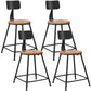 Industrial Armless Backrest Counter Stool Iron Dining Room Bar Stool with Seat and Pedal