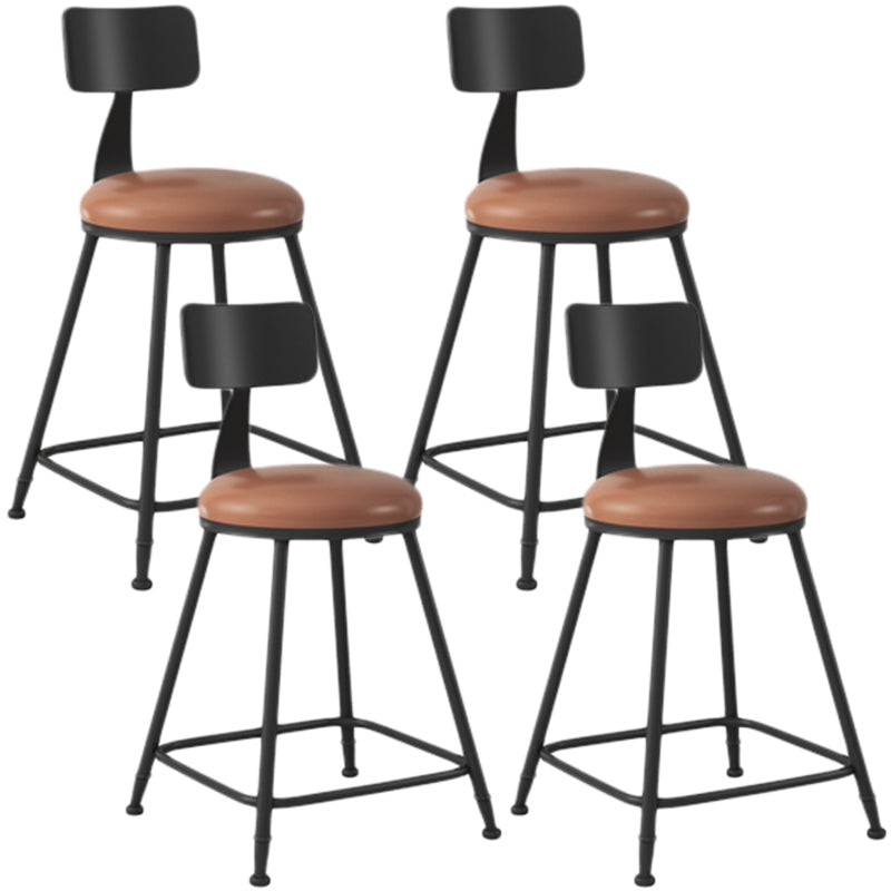 Industrial Armless Backrest Counter Stool Iron Dining Room Bar Stool with Seat and Pedal