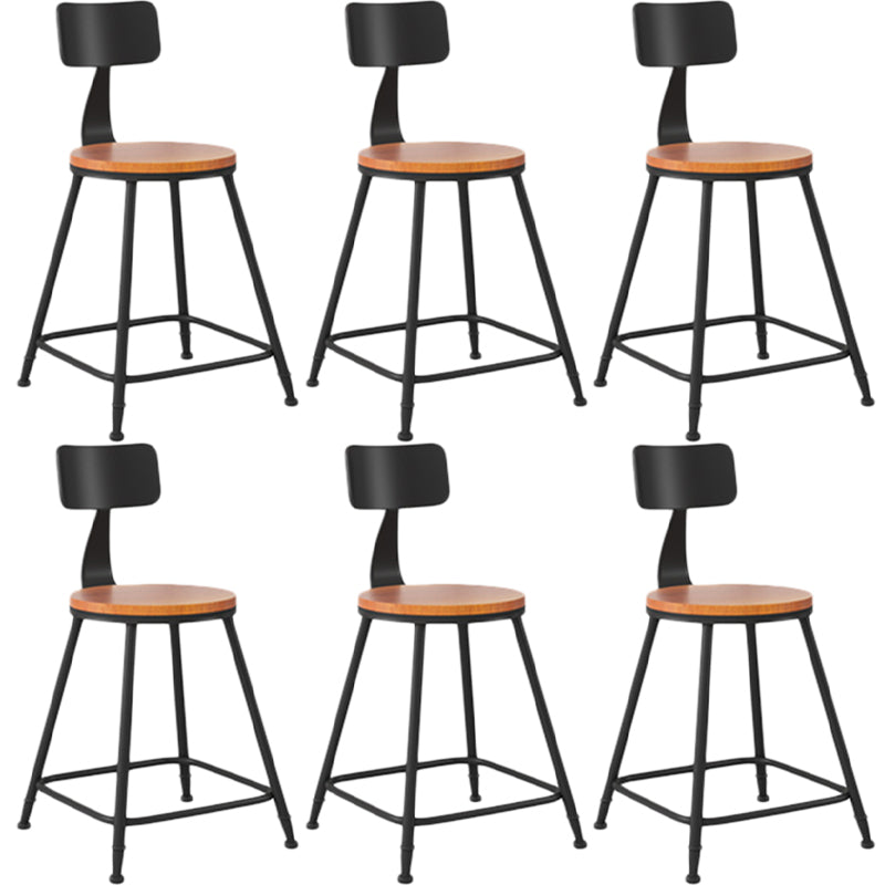 Industrial Armless Backrest Counter Stool Iron Dining Room Bar Stool with Seat and Pedal