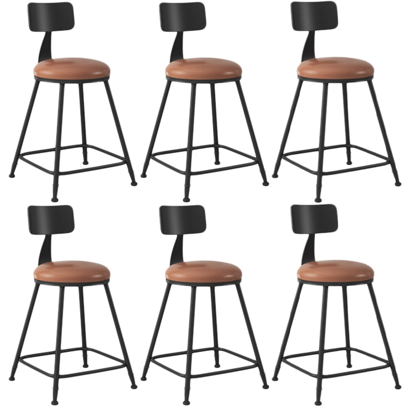 Industrial Armless Backrest Counter Stool Iron Dining Room Bar Stool with Seat and Pedal