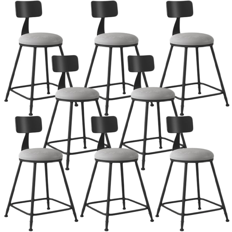 Industrial Armless Backrest Counter Stool Iron Dining Room Bar Stool with Seat and Pedal