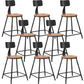 Industrial Armless Backrest Counter Stool Iron Dining Room Bar Stool with Seat and Pedal