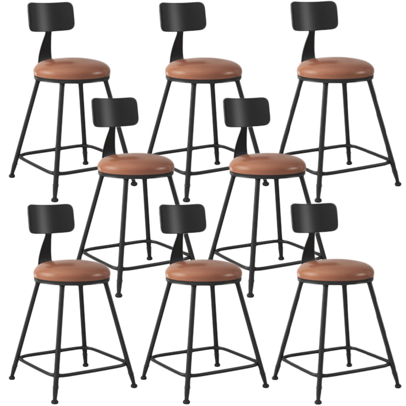 Industrial Armless Backrest Counter Stool Iron Dining Room Bar Stool with Seat and Pedal