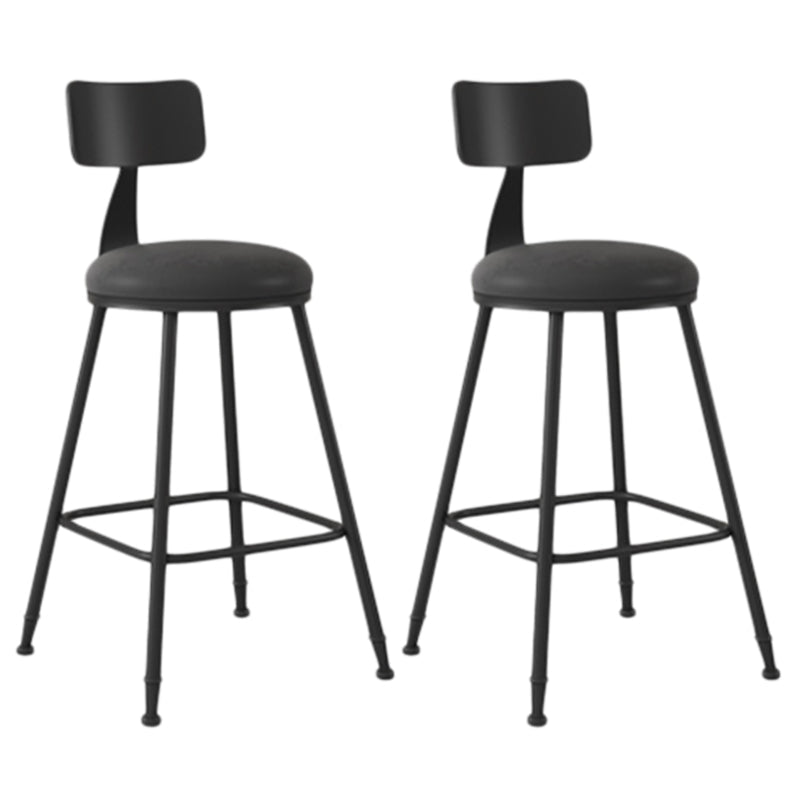 Industrial Armless Backrest Counter Stool Iron Dining Room Bar Stool with Seat and Pedal