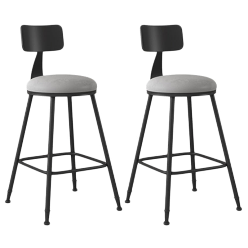 Industrial Armless Backrest Counter Stool Iron Dining Room Bar Stool with Seat and Pedal