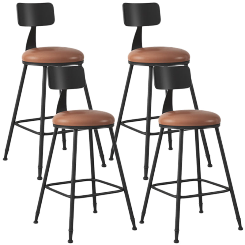 Industrial Armless Backrest Counter Stool Iron Dining Room Bar Stool with Seat and Pedal