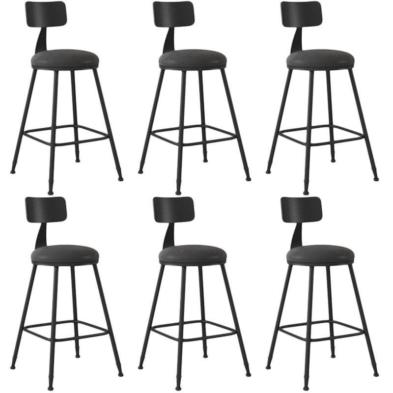 Industrial Armless Backrest Counter Stool Iron Dining Room Bar Stool with Seat and Pedal